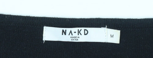NA-KD Women’s Black Square Neck Long Sleeve Knit Bodysuit Size M