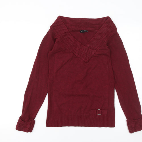 Le Chateau Women's Red V-Neck Long Sleeve Pullover Jumper Size M