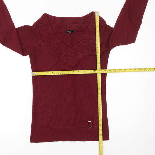 Le Chateau Women's Red V-Neck Long Sleeve Pullover Jumper Size M