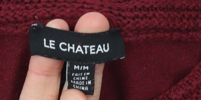 Le Chateau Women's Red V-Neck Long Sleeve Pullover Jumper Size M