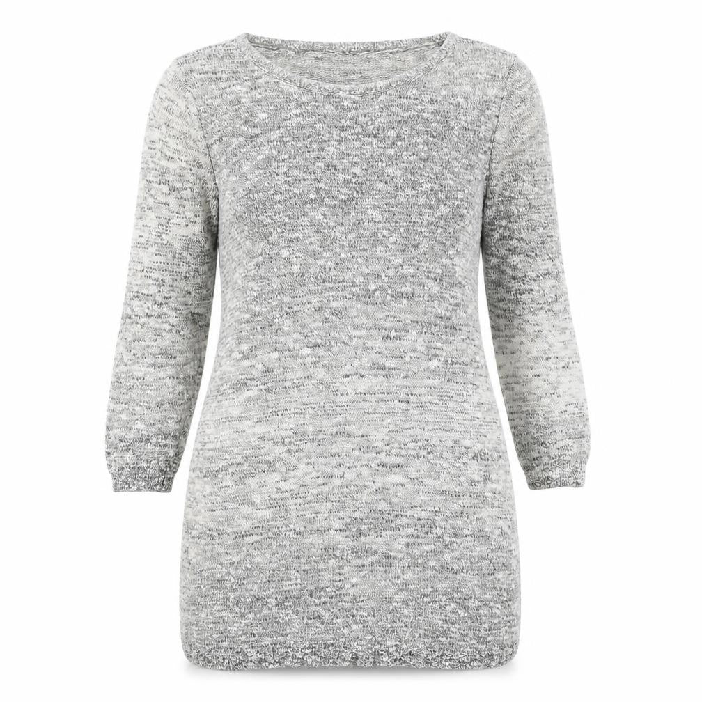 Front view of Lands' End Women Grey Knit Tunic Jumper M Cotton Blend