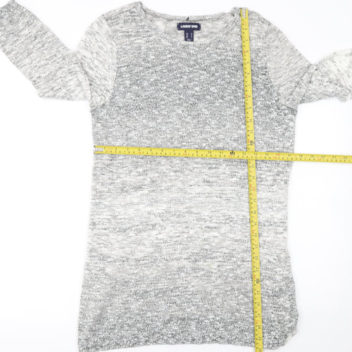 Lands' End Women Grey Knit Tunic Jumper M Cotton Blend