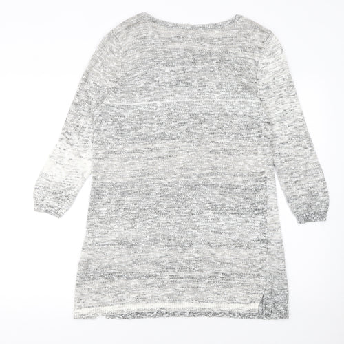 Lands' End Women Grey Knit Tunic Jumper M Cotton Blend