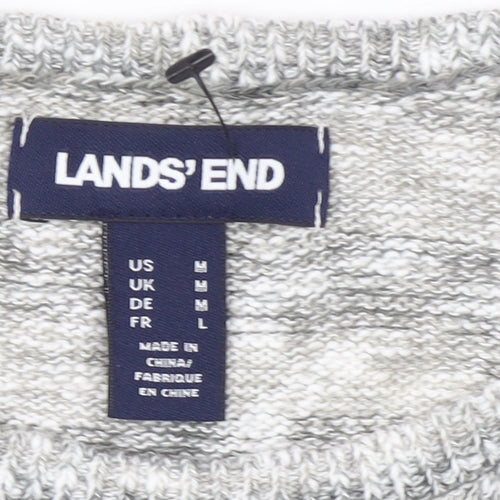 Lands' End Women Grey Knit Tunic Jumper M Cotton Blend