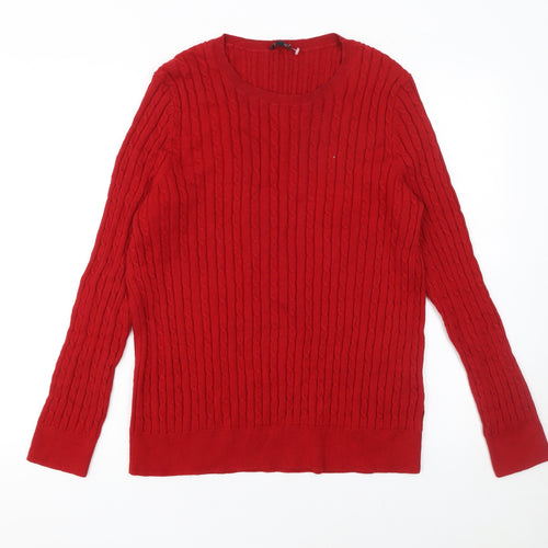 Talbots Women’s Red Cable-Knit Crew Neck Jumper 2XL Petite