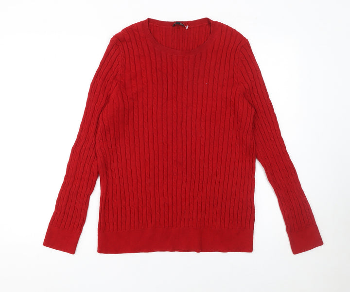 Talbots Women’s Red Cable-Knit Crew Neck Jumper 2XL Petite