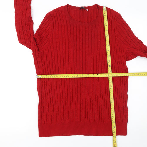 Talbots Women’s Red Cable-Knit Crew Neck Jumper 2XL Petite
