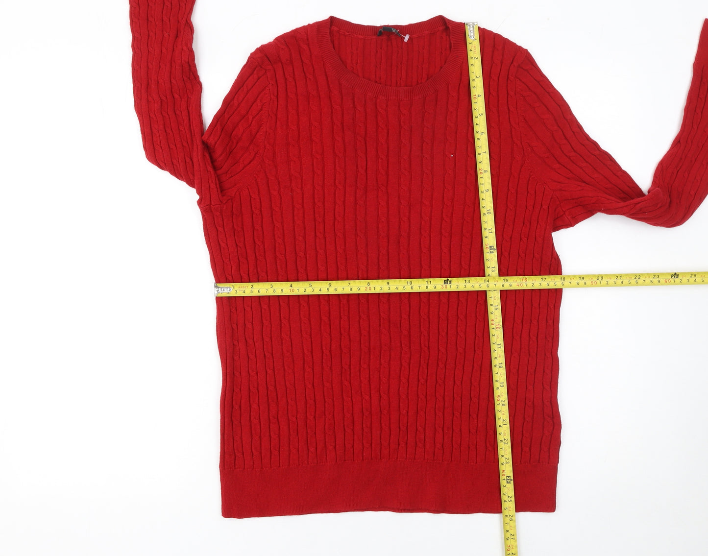 Talbots Women’s Red Cable-Knit Crew Neck Jumper 2XL Petite