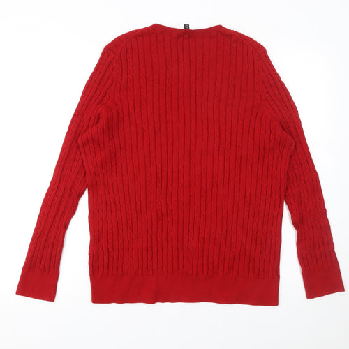 Talbots Women’s Red Cable-Knit Crew Neck Jumper 2XL Petite
