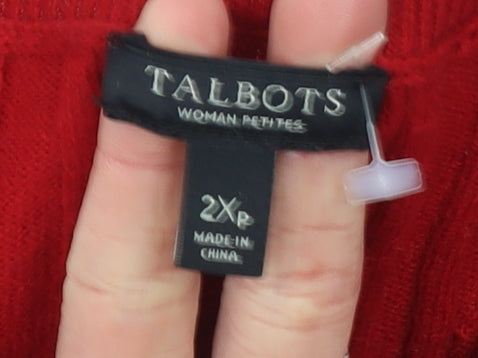 Talbots Women’s Red Cable-Knit Crew Neck Jumper 2XL Petite