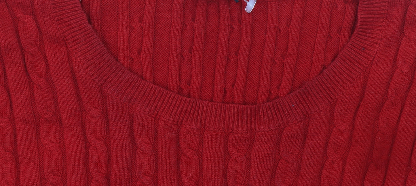 Talbots Women’s Red Cable-Knit Crew Neck Jumper 2XL Petite