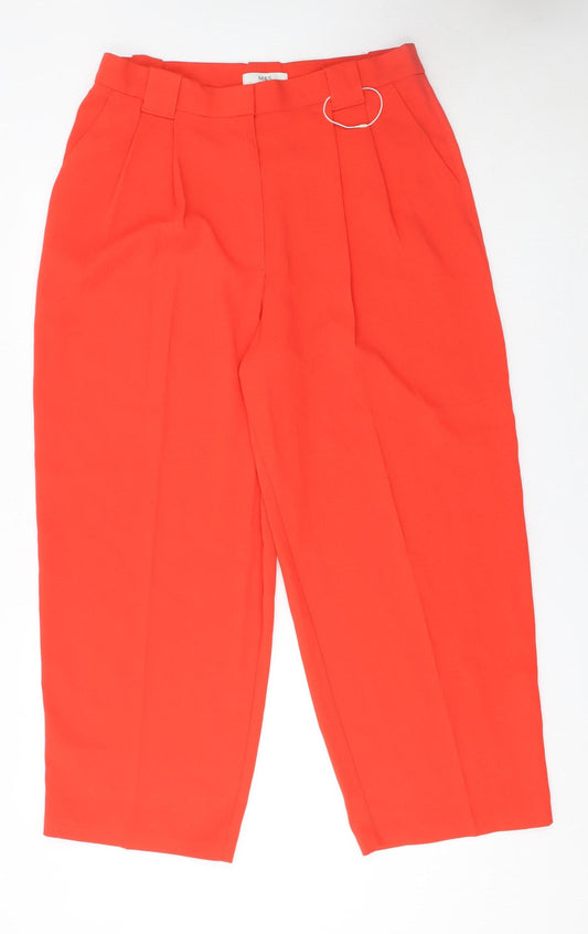 Marks and Spencer Women’s Red Cropped Pleated Trousers Size 16