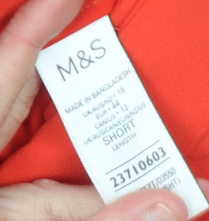 Marks and Spencer Women’s Red Cropped Pleated Trousers Size 16