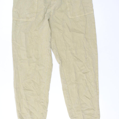 H&M Women Beige Lyocell Jogger Trousers Size 12