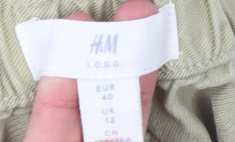 H&M Women Beige Lyocell Jogger Trousers Size 12