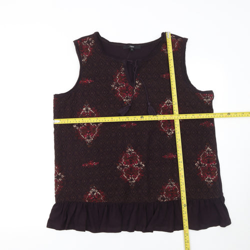 Next Women’s Brown Bohemian Tassel Cotton Sleeveless Tunic Blouse Size 18
