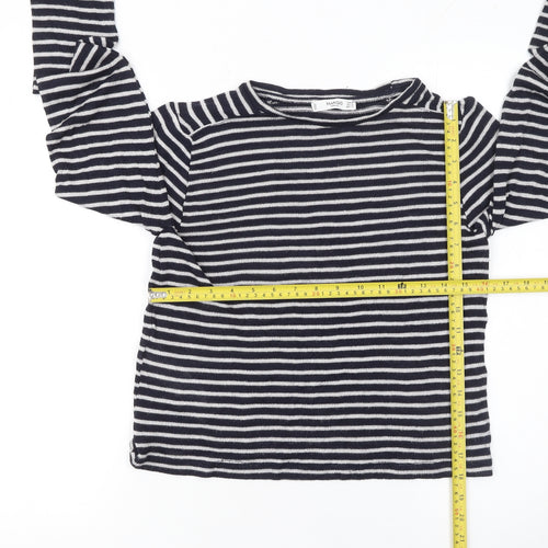 Mango Women Blue Striped Long Sleeve Knit Pullover Jumper Size 8