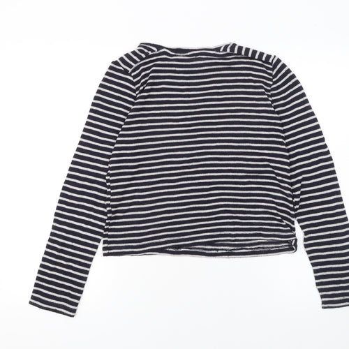 Mango Women Blue Striped Long Sleeve Knit Pullover Jumper Size 8