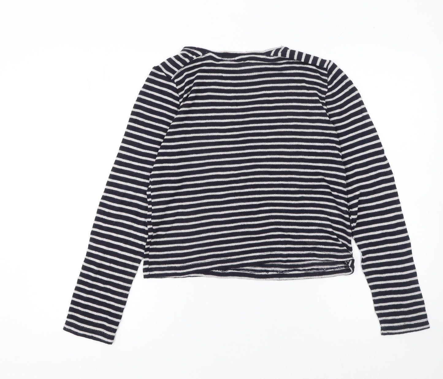 Mango Women Blue Striped Long Sleeve Knit Pullover Jumper Size 8