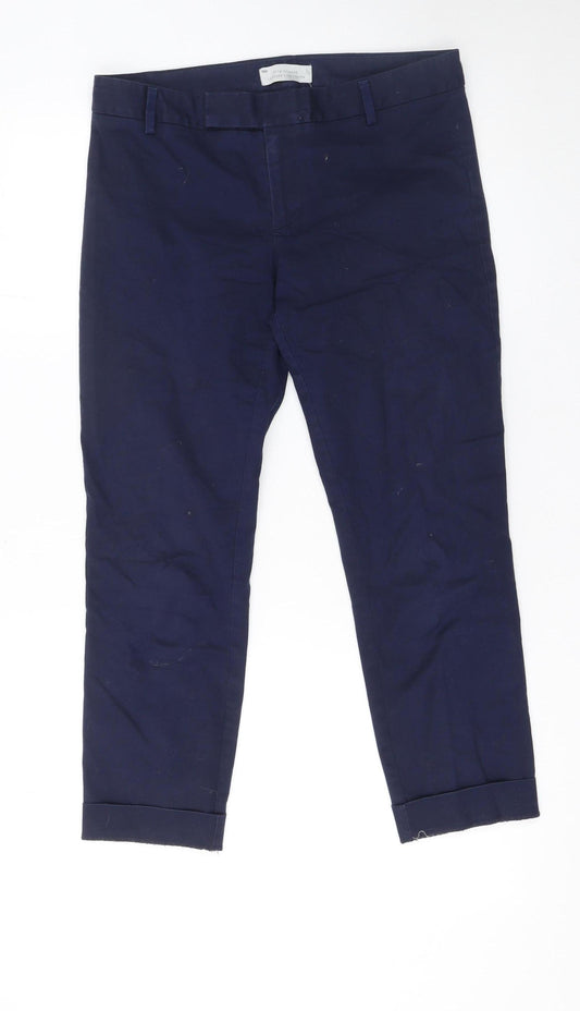 Gap Women's Blue Slim Cropped Cotton Stretch Trousers Size 8