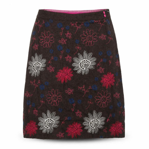 White Stuff Womens Brown Knee Length Floral Wool Blend A-Line Skirt Size 10