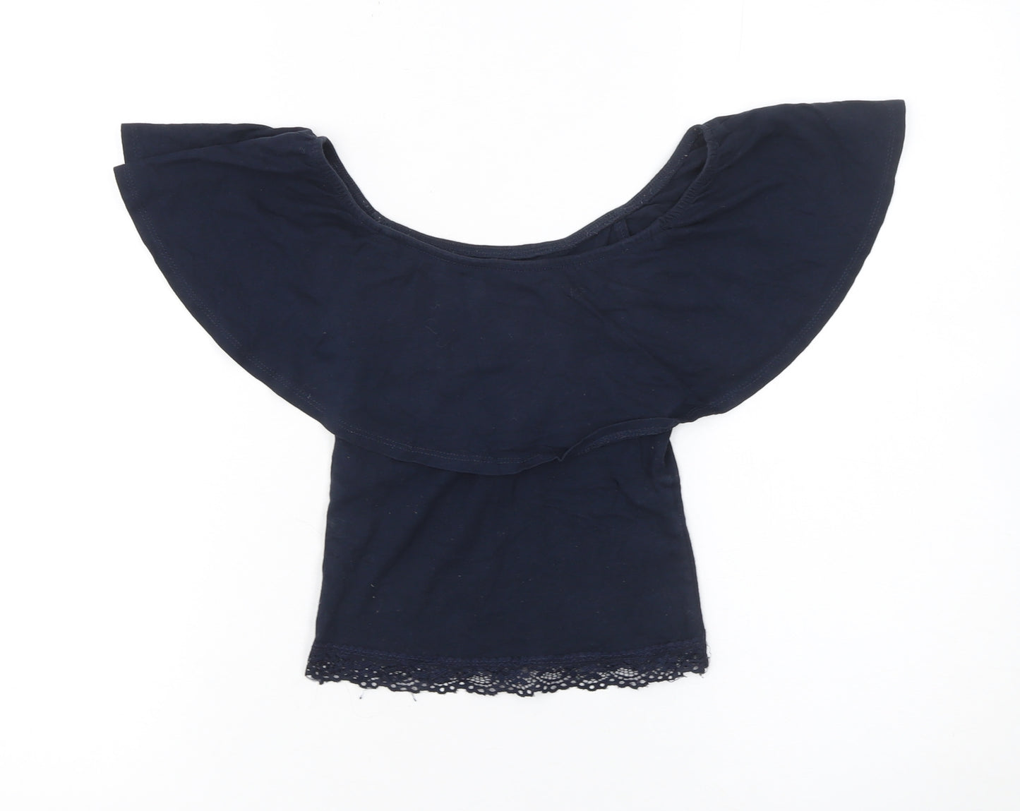 Bershka Teens Blue Off Shoulder Cropped Cotton Blouse XS