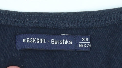 Bershka Teens Blue Off Shoulder Cropped Cotton Blouse XS
