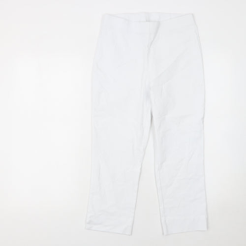 Roman Women’s White Cropped Slim Fit Stretch Trousers Size 12