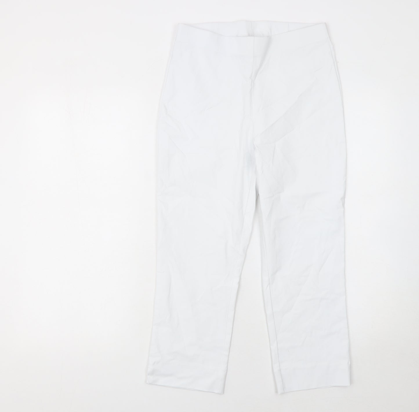 Roman Women’s White Cropped Slim Fit Stretch Trousers Size 12