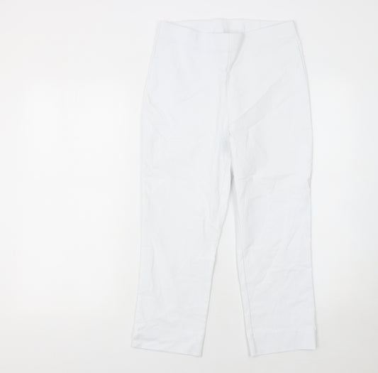 Roman Women’s White Cropped Slim Fit Stretch Trousers Size 12