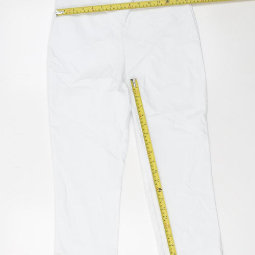 Roman Women’s White Cropped Slim Fit Stretch Trousers Size 12