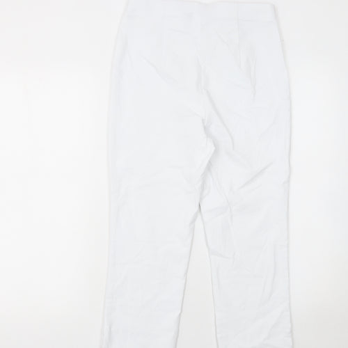 Roman Women’s White Cropped Slim Fit Stretch Trousers Size 12