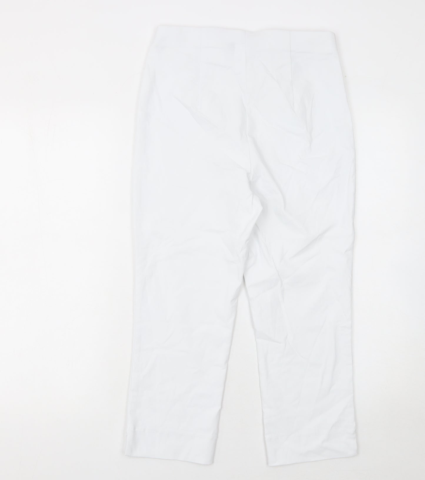 Roman Women’s White Cropped Slim Fit Stretch Trousers Size 12