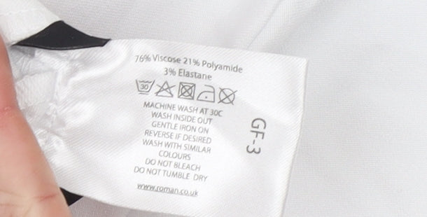 Roman Women’s White Cropped Slim Fit Stretch Trousers Size 12