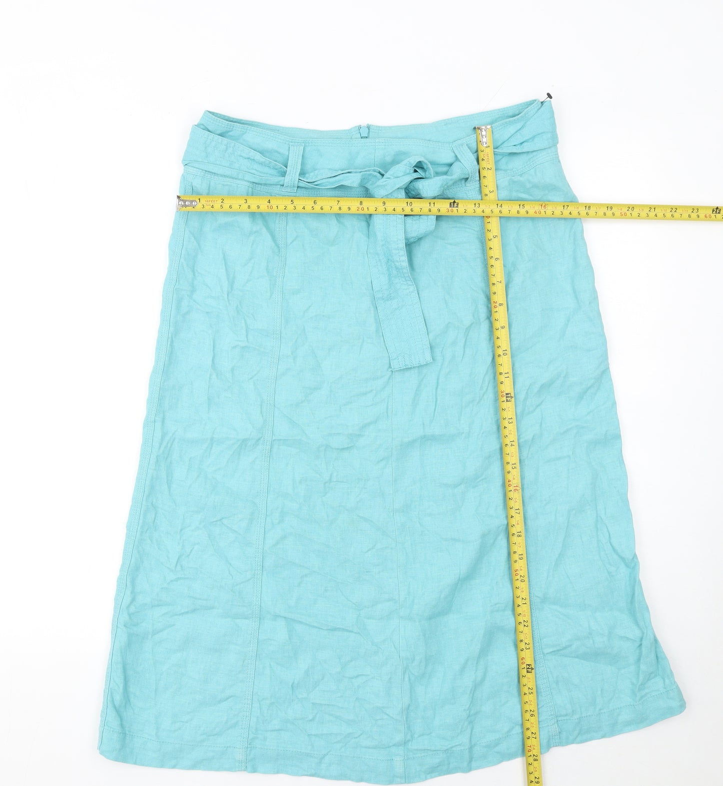 Marks and Spencer Women's Blue Linen A-Line Knee Length Skirt Size 12