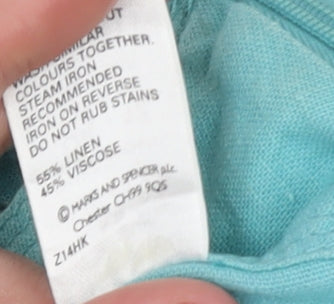 Marks and Spencer Women's Blue Linen A-Line Knee Length Skirt Size 12