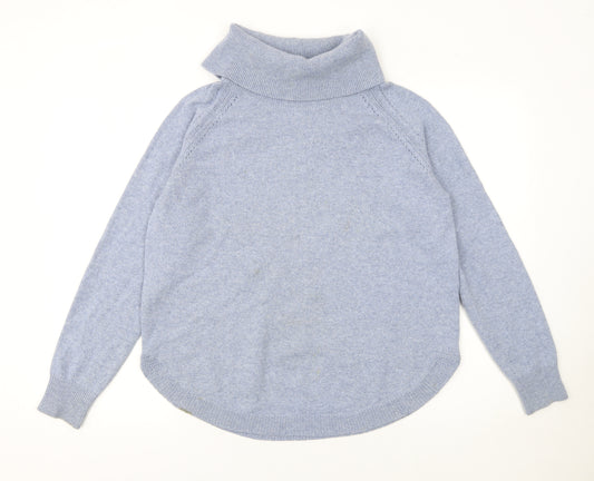 White Stuff Women’s Blue Roll Neck Merino Wool Blend Jumper Size 12