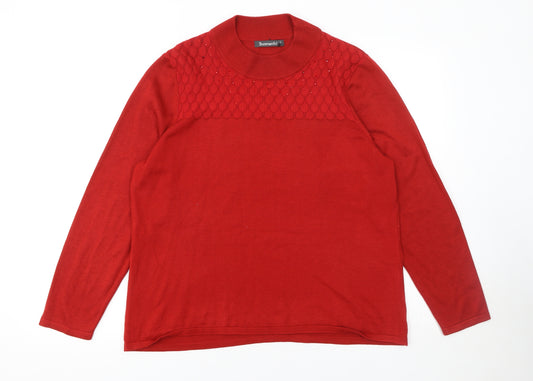 Bonmarché Women’s Red High Neck Long Sleeve Knit Jumper Size L
