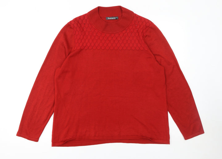Bonmarché Women’s Red High Neck Long Sleeve Knit Jumper Size L