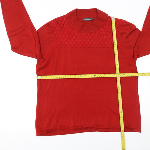 Bonmarché Women’s Red High Neck Long Sleeve Knit Jumper Size L
