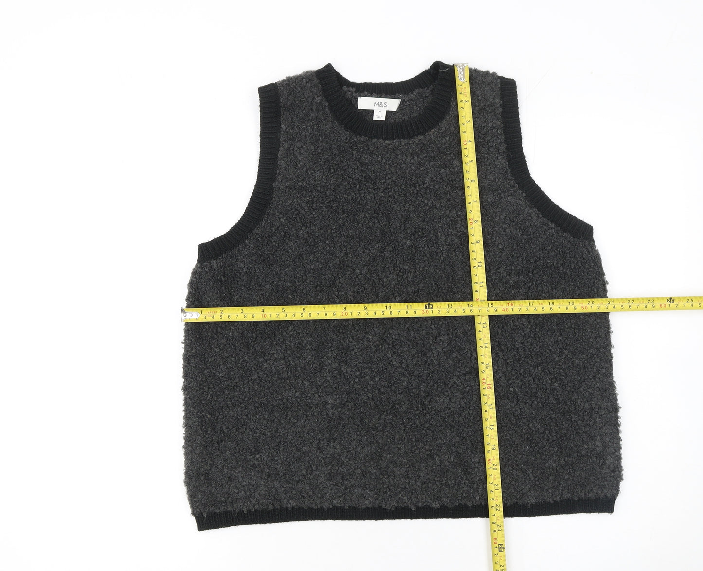 Marks and Spencer Women's Grey Chunky Knit Sleeveless Vest M