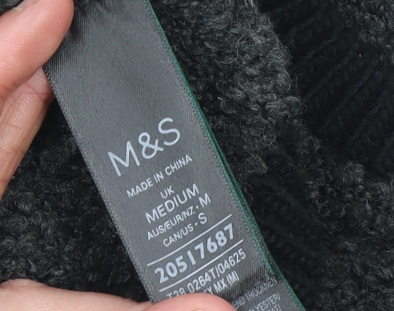 Marks and Spencer Women's Grey Chunky Knit Sleeveless Vest M