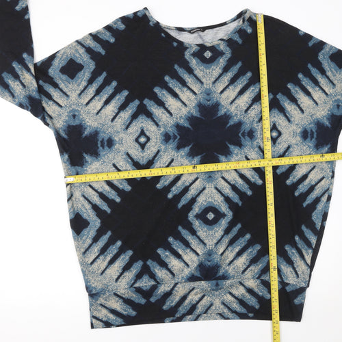 Roman Women Blue Geometric Pullover Jumper Size 16 3/4 Sleeve