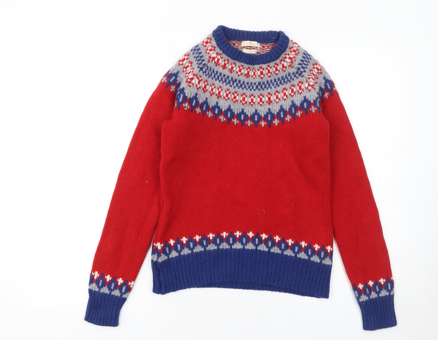 Munrospun Womens Red Fair Isle Pure Wool Jumper S
