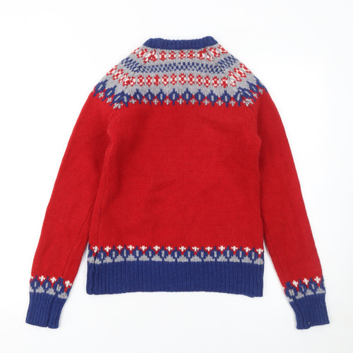 Munrospun Womens Red Fair Isle Pure Wool Jumper S