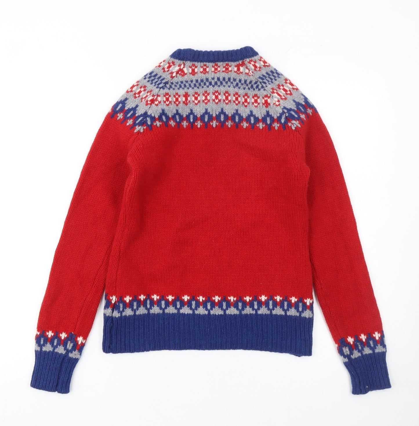 Munrospun Womens Red Fair Isle Pure Wool Jumper S