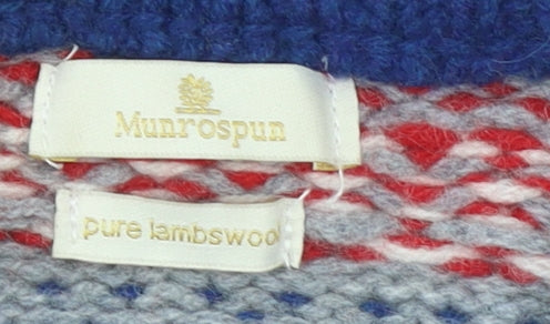 Munrospun Womens Red Fair Isle Pure Wool Jumper S