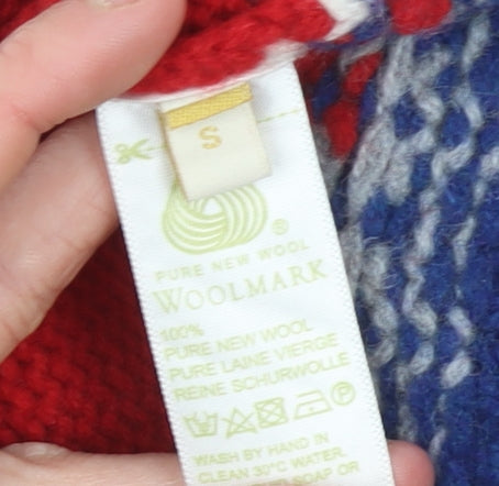 Munrospun Womens Red Fair Isle Pure Wool Jumper S