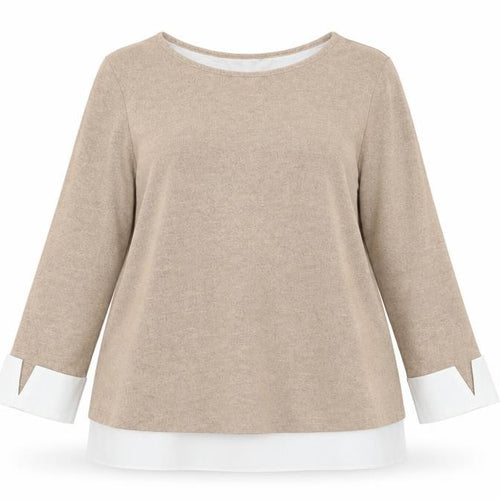 Dorothy Perkins Women’s Beige 3/4 Sleeve Round Neck Pullover Jumper Size 12