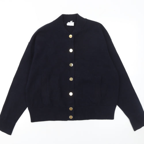 John Lewis Women Navy Blue Cardigan Size 12 Classic Knit Buttoned Jumper